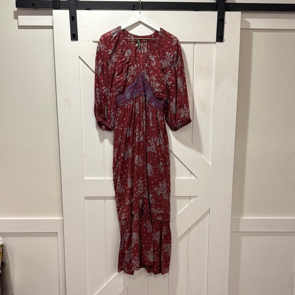 Elegant Floral Red Dress